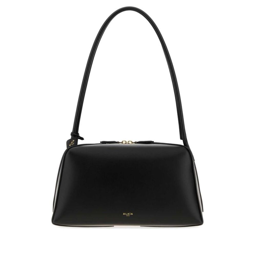 Alaia Women Black Leather Medium Le Bouledogue Shoulder Bag